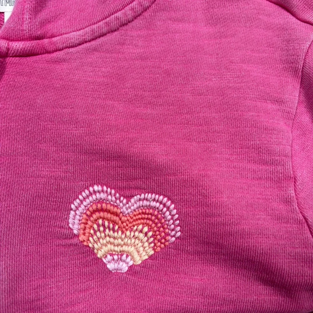 Gymboree Girls Pink Full Zip Hoodie Rainbow Heart‎ Sweatshirt XL 14 100% Cotton